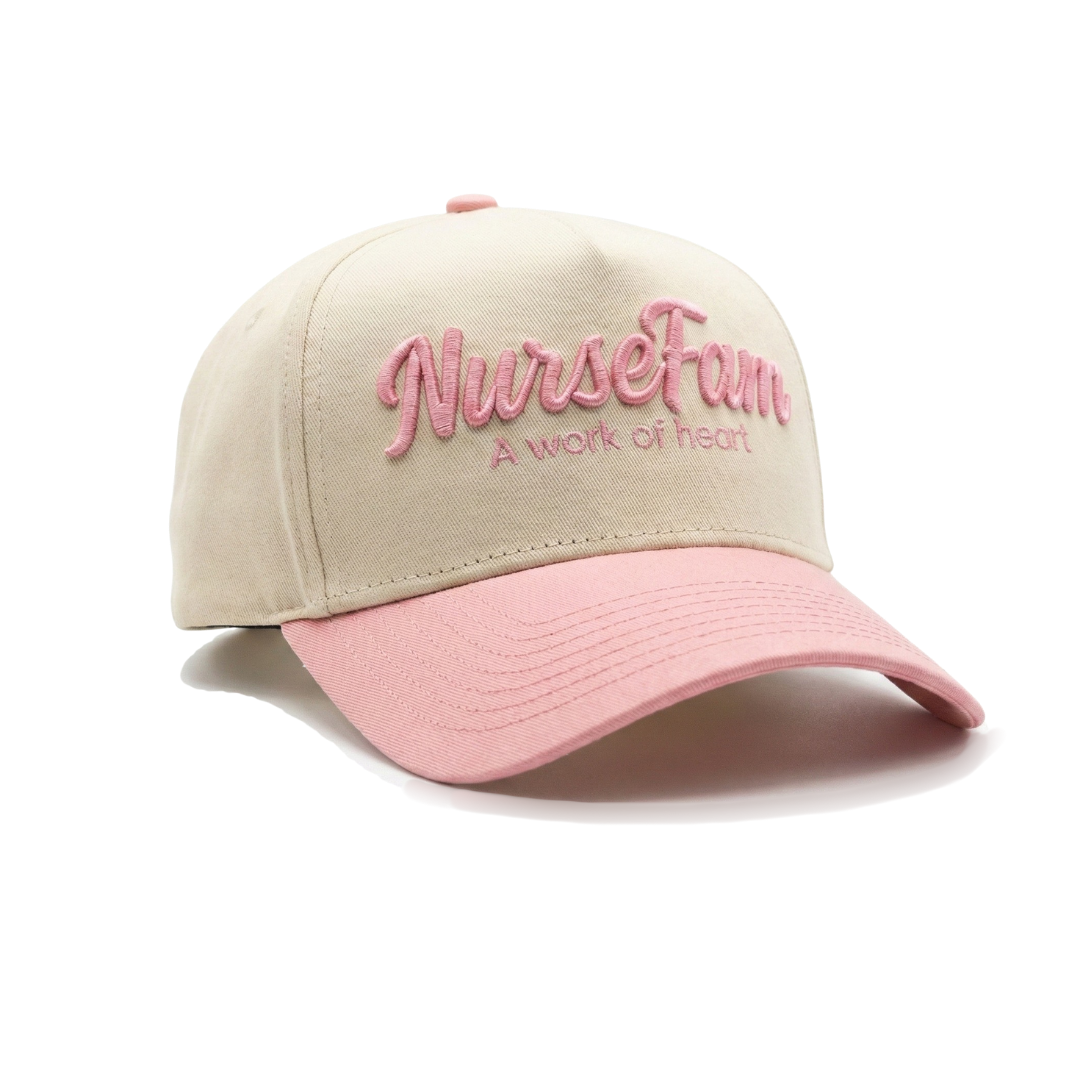 Pink Hat "Work of Heart" with Stethoscope - Best Gift for Nurses