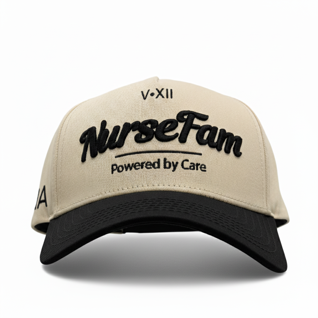 Nurse Trucker Baseball Cap – Cream/Black, NurseFam Hat